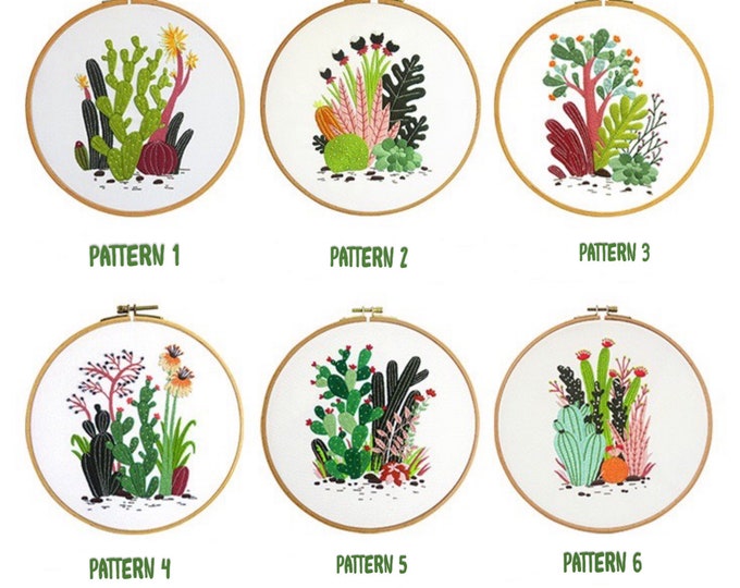 Embroidery Kit For Beginner| Modern Embroidery Kit with Pattern| Wood Embroidery Hoop Plants |Craft Materials Included | Full DIY KIT Plants