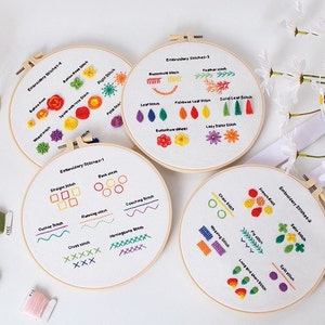 Beginner Embroidery Kit Set of 4, Beginner Embroidery kit, Modern embroidery kit cross stitch, Hand Embroidery Kit, Needlepoint, DIY Craft