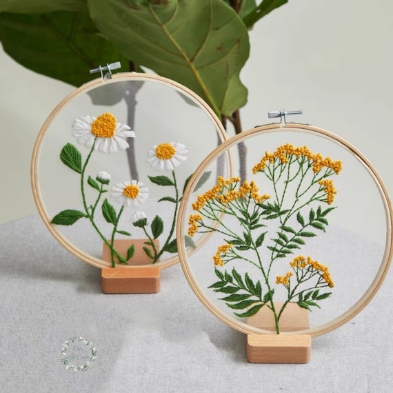 Plants Transparent Embroidery Kit for Beginnerflower Diy Kit Etsy