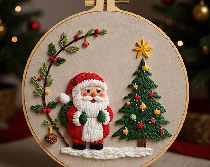 Christmas Embroidery Kit: DIY Needlepoint for Beginners