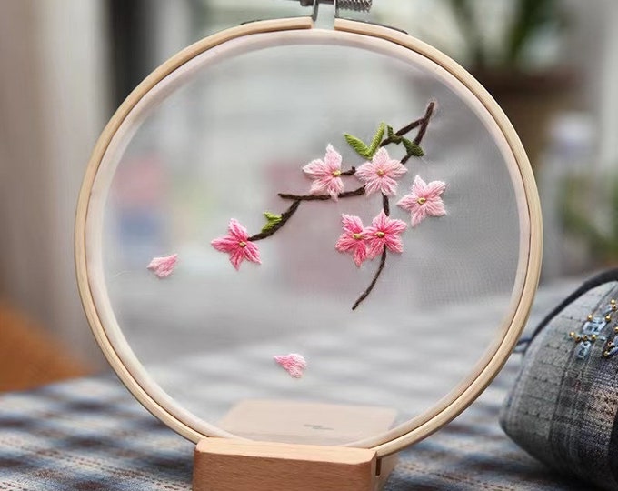 Plants Transparent Embroidery Kit for Beginner, Flower diy Kit, Beginner Hand Embroidery Full Kit , Diy Start Up Embroidery Set with Pattern
