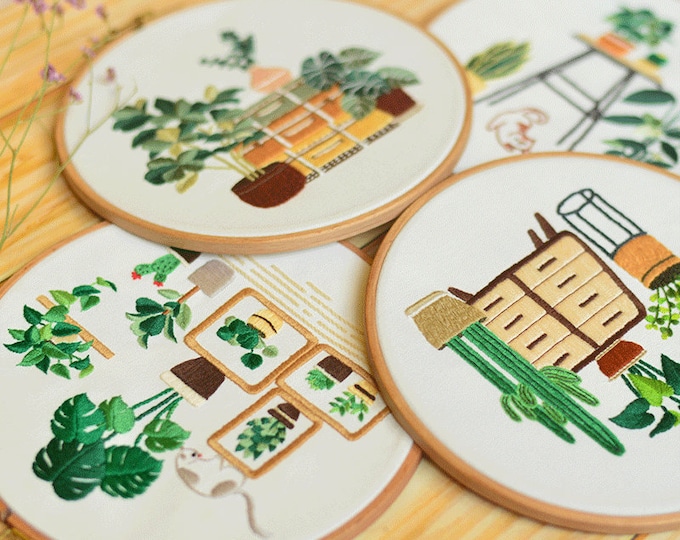 Embroidery Kit For Beginner | Modern Crewel Embroidery Kit with Pattern | Floral  Embroidery Full Kit with Needlepoint Hoop| DIY Craft Kit