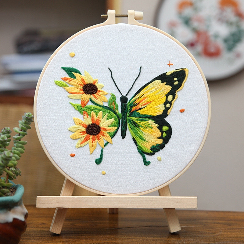 Diy Butterfly Pattern Embroidery Kit Basic Novice Practice - Temu Mexico