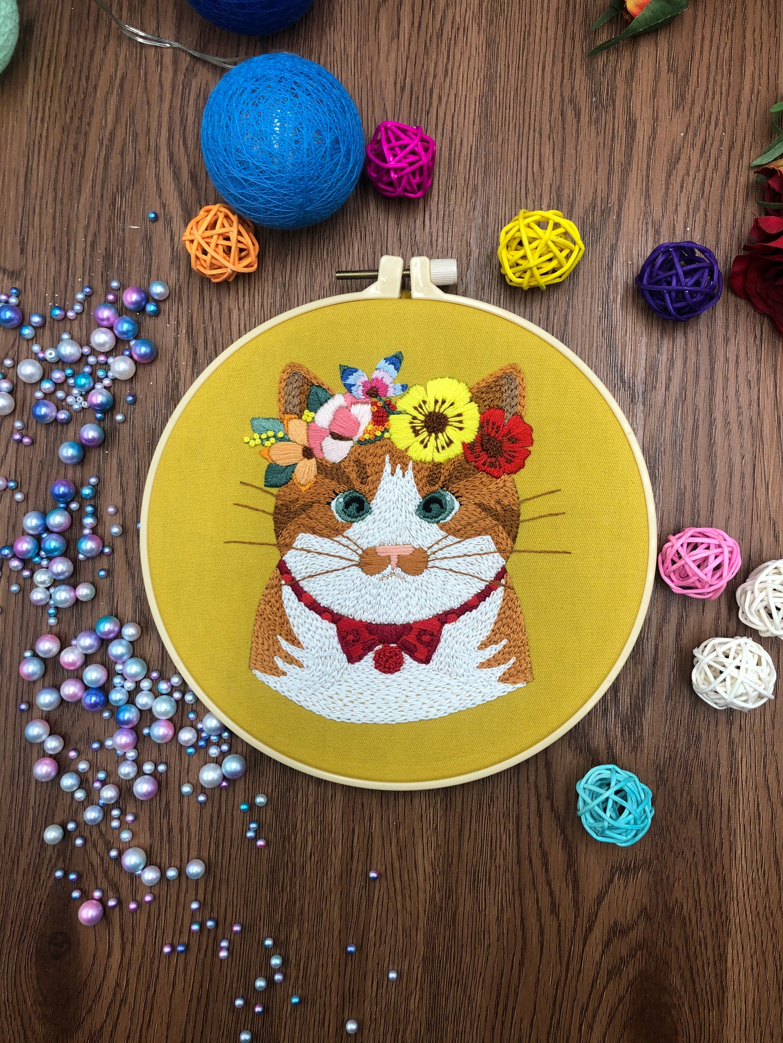 Cat Embroidery Kit for Beginner Modern Embroidery Kit With Etsy