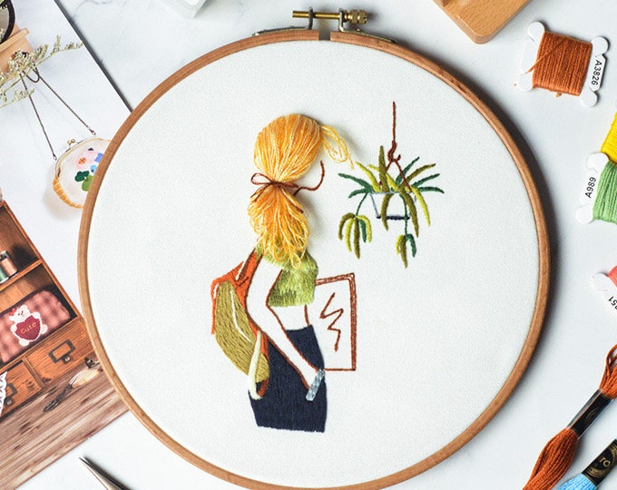 DIY Embroidery Kit beginner, Beginner Embroidery kit, Modern embroidery kit cross stitch, Hand Embroidery Kit, Needlepoint , DIY Craft Kit