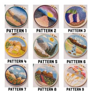 Embroidery Kit For Beginner Modern Crewel Embroidery Kit with Pattern Embroidery Hoop Plants Full Embroidery DIY KIT Landscape image 2