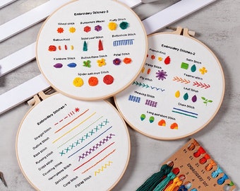 Beginner Embroidery Kit Set of 3, Beginner Embroidery kit, Modern embroidery kit cross stitch, Hand Embroidery Kit, Needlepoint, DIY Craft