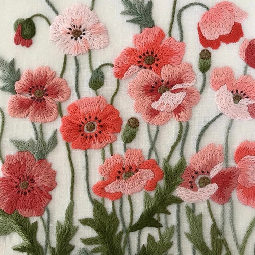 Floral Embroidery Kit: Modern Crewel Stitch, Beginner DIY Craft