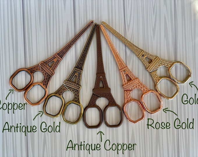 Eiffel Tower Embroidery Scissors, Eiffel Scissors, Rose Gold Shears, Vintage Scissors, Antique Scissors