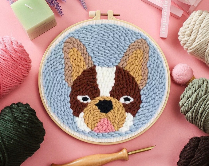 Dog Punch Needles Start Kit / Beginner Punch Needle Kit with Punch Needle / Punch Needle Kit with Yarn, All Materials Included
