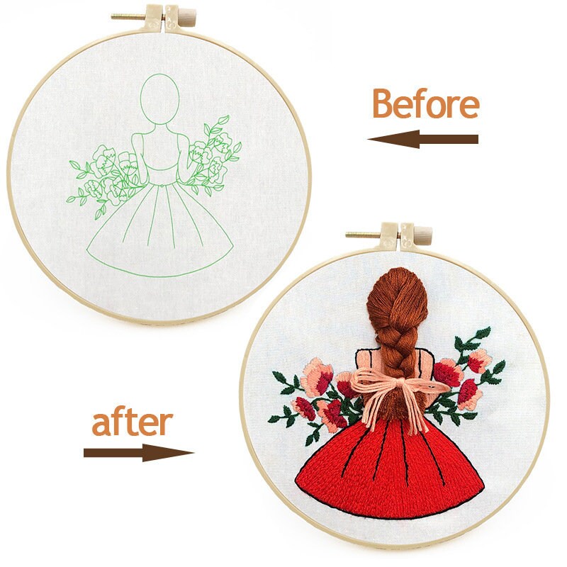 Wedding Embroidery Kit for Beginner Modern Flower Crewel Etsy