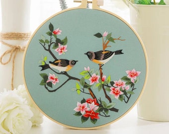 Embroidery Kit For Beginner | Modern Crewel Embroidery Kit with Pattern | Floral  Embroidery Full Kit with Needlepoint Hoop| DIY Craft Kit