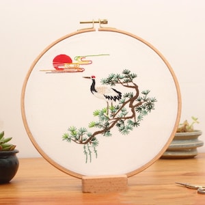 Embroidery Kit For Beginner|Modern Crewel Embroidery Kit with Pattern| Embroidery Hoop Cherry Blossom |Craft Materials Included Full DIY KIT