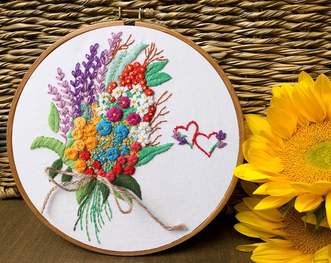 Embroidery Kit For Beginner| Modern Crewel Embroidery Kit with Pattern| Embroidery Hoop Craft Materials Included | Full DIY KIT Gift for mom