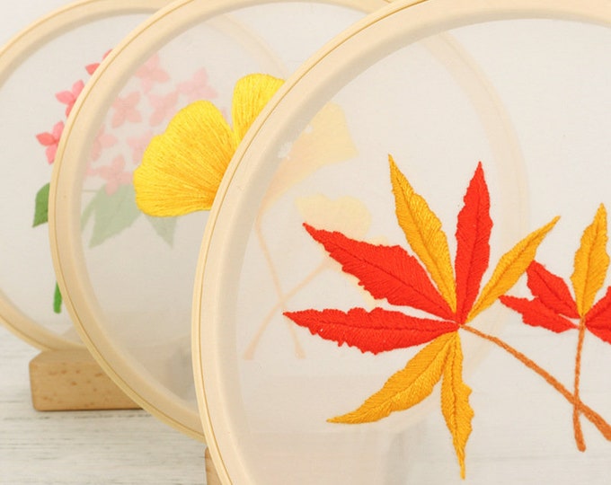 Plants Transparent Embroidery Kit for Beginner,Flower diy Kit, Beginner Hand Embroidery Full Kit ,Diy Start Up Embroidery Set with Pattern