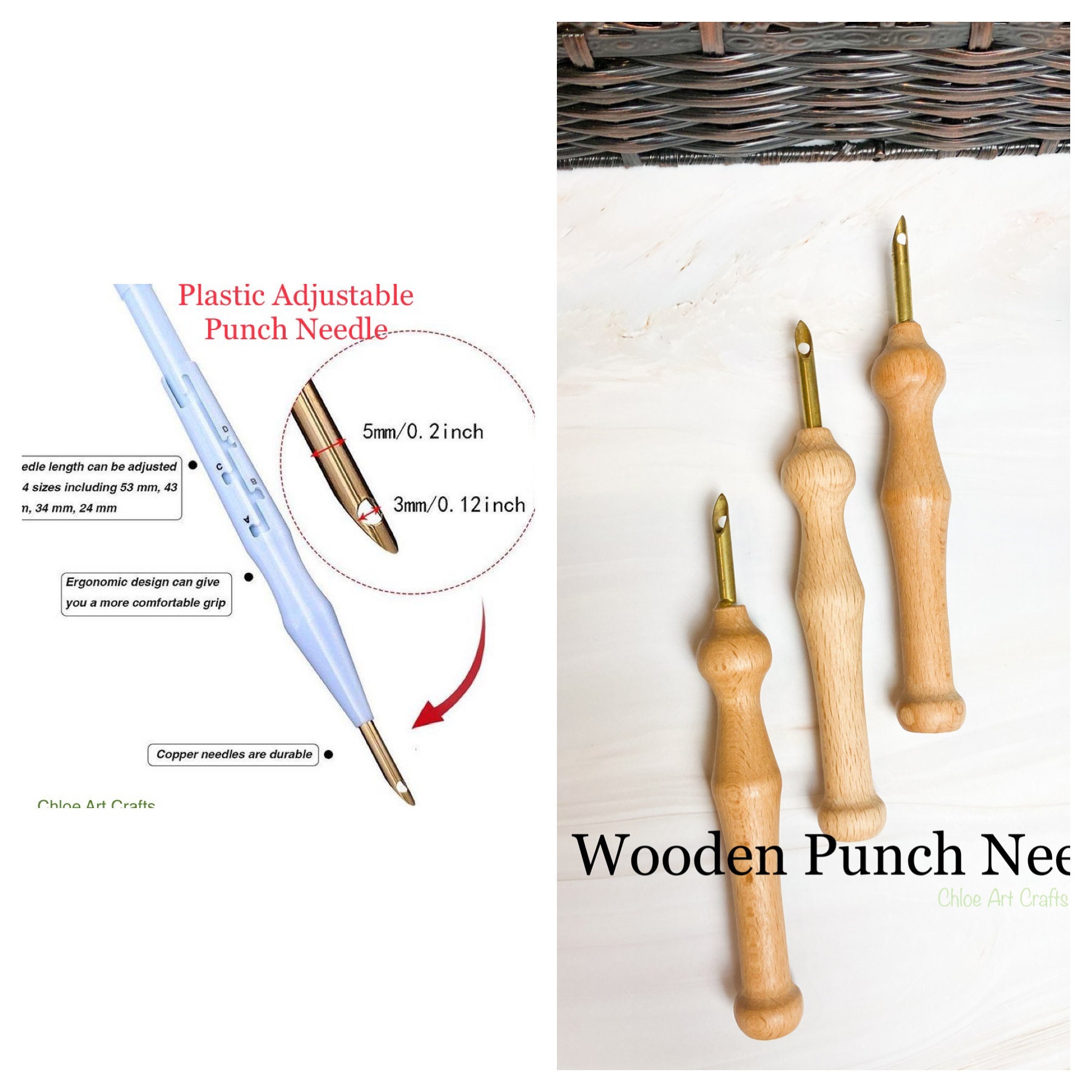 Adjustable Wooden Punch Needle, Punch Needles Start Kit, Beginner Punch  Needle Kit With Adjustable Punch Needle, Punch Needle Kit With Yarn 