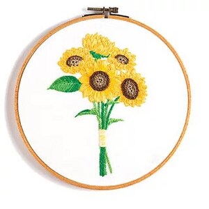 Floral Beginner Embroidery Kit - Modern Flower Plant Hand Embroidery Full Kit - DIY Floral Needlepoint Hoop Wall Art Kit DIY Craft Kit