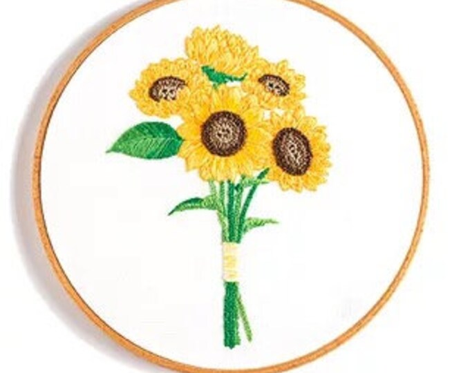 Floral Beginner Embroidery Kit - Modern Flower Plant Hand Embroidery Full Kit - DIY Floral Needlepoint Hoop Wall Art Kit DIY Craft Kit