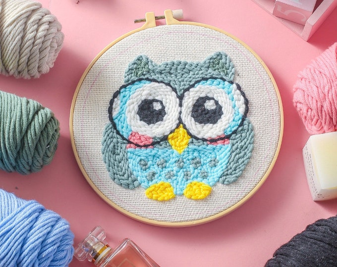 Owl Punch Needles Start Kit/ Beginner Punch Needle Kit with Punch Needle/ Punch Needle Kit with Yarn/All Materials Included