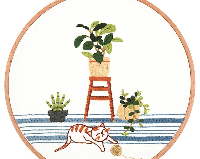 Embroidery Kit For Beginner | Modern Crewel Embroidery Kit with Pattern | Floral  Embroidery Full Kit with Needlepoint Hoop| DIY Craft Kit