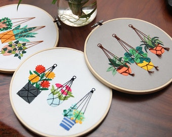 Embroidery Kit For Beginner | Modern Crewel Embroidery Kit with Pattern | Floral  Embroidery Full Kit with Needlepoint Hoop| DIY Craft Kit