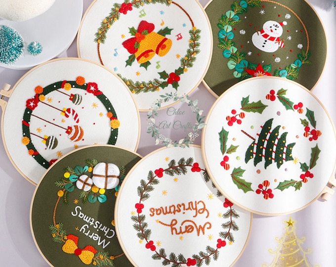 Embroidery Kit For Beginner | Modern Crewel Embroidery Kit with Pattern | Floral  Embroidery Full Kit with Needlepoint Hoop| DIY Craft Kit