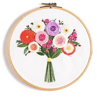 Embroidery Kit For Beginner Flower Design DIY Home Wall Decor Floral Ring3