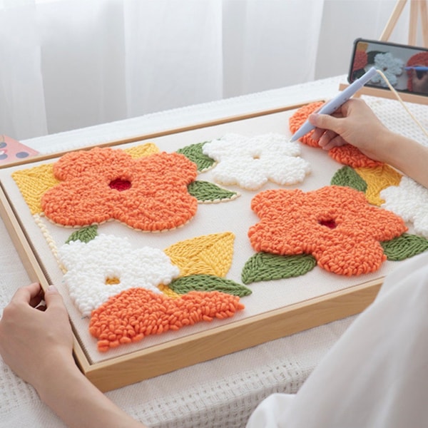 Blumen Stanznadel Starter Set: Anfänger Stickerei mit Garn