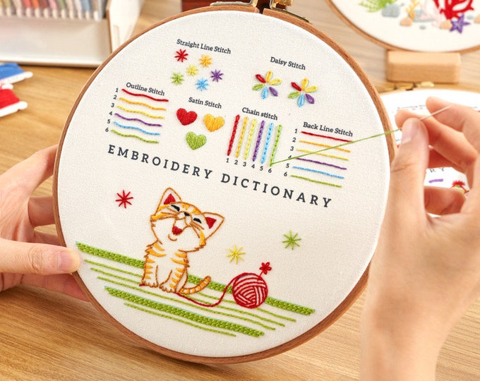 Beginner Embroidery Kit, Basic Embroidery Stitches, Modern embroidery kit cross stitch, Hand Embroidery Kit, Needlepoint, DIY Crafts,
