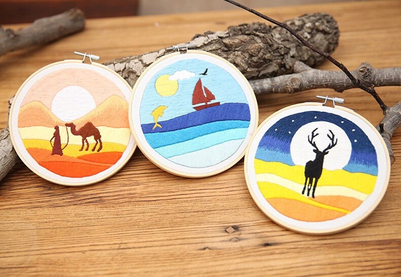 Embroidery Kit For Beginner Modern Crewel Embroidery Kit with Pattern Embroidery Hoop Craft