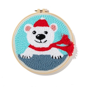 Beginner Punch Needle Kit: Polar Bear Embroidery, All Materials Included