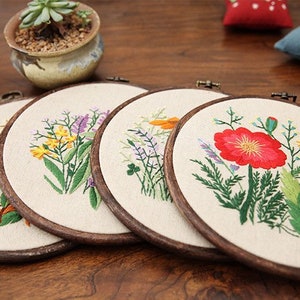 Embroidery Kit For Beginner| Modern Embroidery Kit with Pattern| Embroidery Hoop Plants Flowers |Craft Materials Included | Full DIY KIT Z01