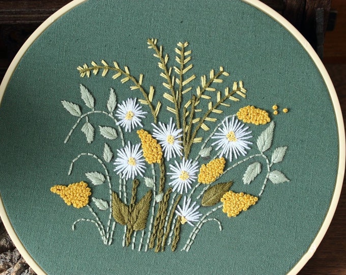Embroidery Kit For Beginner| Modern Embroidery Kit with Pattern| Embroidery Hoop Plants |Craft Materials Included | Full DIY KIT Dandelion