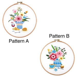 Embroidery Kit For Beginner Modern Crewel Embroidery Kit with Pattern Floral Embroidery Full Kit with Needlepoint Hoop DIY Craft Kit image 4