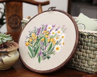 Embroidery Kit For Beginner| Modern Embroidery Kit with Pattern| Embroidery Hoop Plants | Flowers Craft Materials Included | Full DIY KIT P3