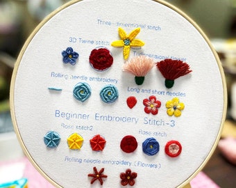 Embroidery Kit For Beginner | Modern Crewel Embroidery Kit with Pattern | Basic  Embroidery Stitches Kit / Needlepoint Kit | DIY Craft Kit