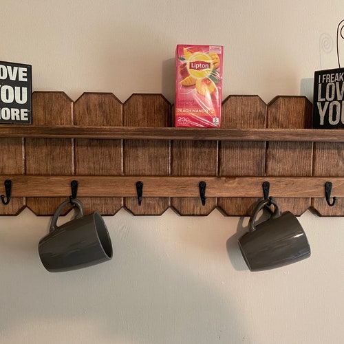 Country Mug Rack Kitchen Shelf Coffee Station Coat - Coffee Mug Holder Wall Shelf Ikea