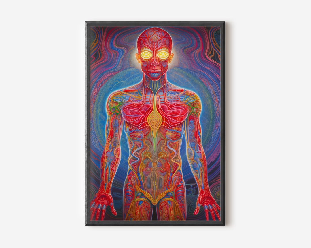 Psychedelic Trippy Poster Alex Grey Style Art Sacred Art for - Etsy
