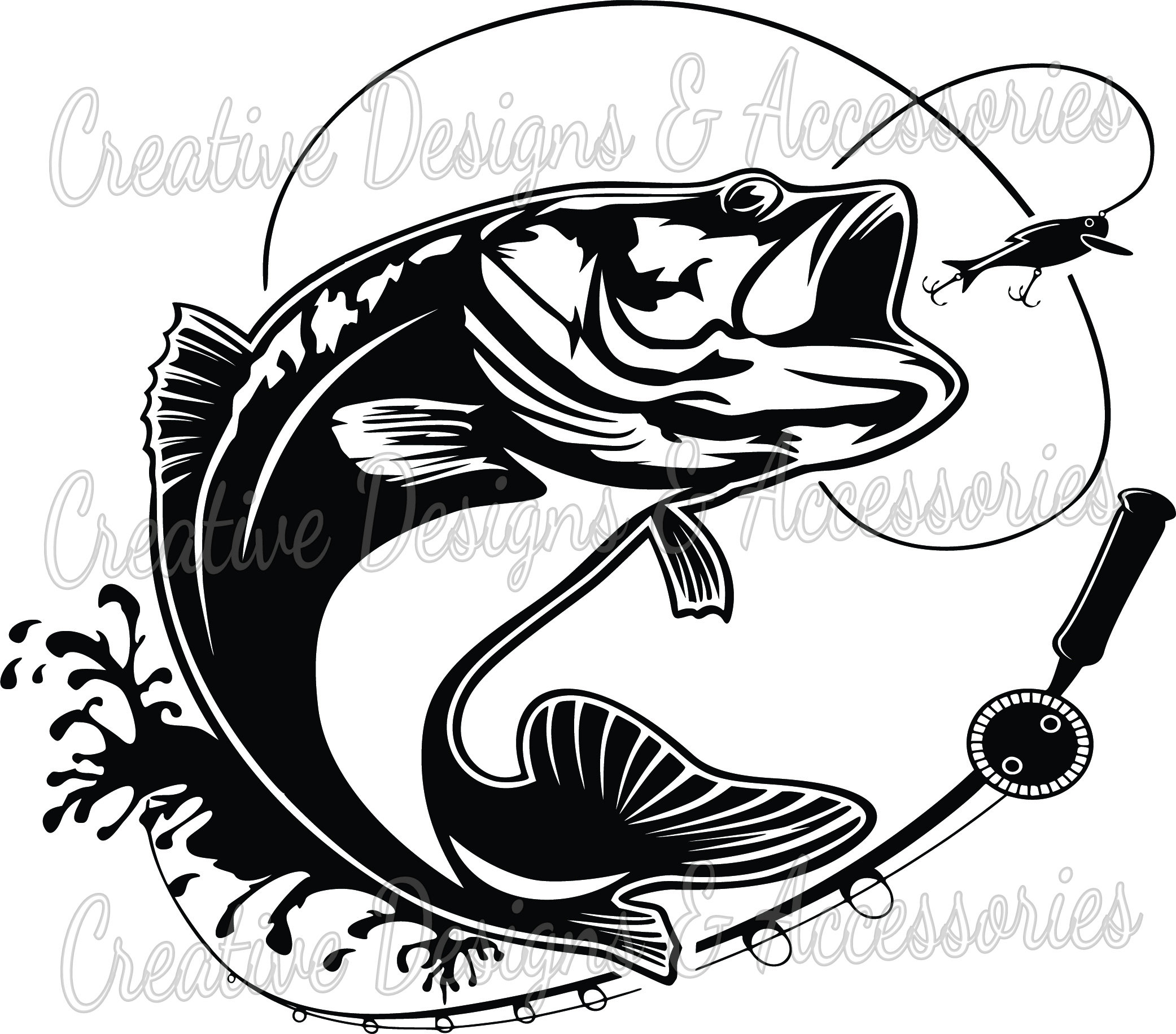 Bass Fish Clipart Black And White
