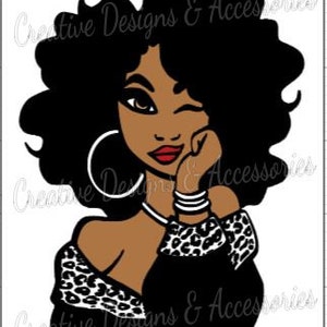 Leopard Print Afro Lady Decal, Afro Decal, Leopard Print Vinyl Decal, Leopard Print Mug Sticker, Leopard Print Tumbler Decal, Vinyl Decal