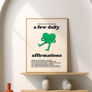 Daily Affirmations Wall Art - Poster for Home, Kids & Teachers | Wellness Art Print | Colorful Decor | Positive Print for Home