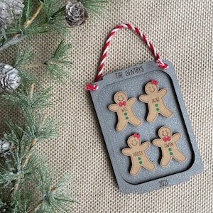 Gingerbread Cookie Family Laser Cut Ornament