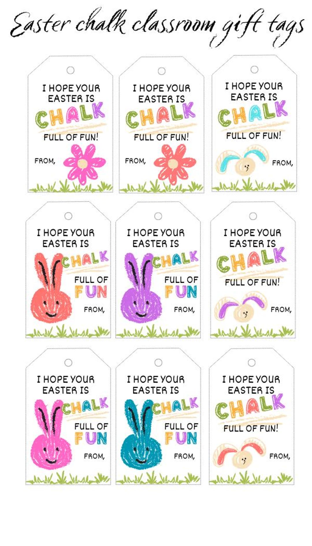 Chalk Easter Classmate Gift Tags - Etsy