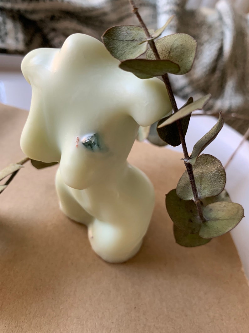 Handmade NOELLE Candle 4 Soy Wax Healing Stone Self Love EcoFriendly Essential Oil Body Candle Goddess Candle Woman Torso