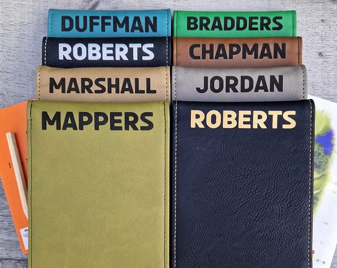 Personalised Golf Scorecard Holder & Yardage Book - Customised with your name, available in 7 colours! The Perfect Gift for any Golfer.