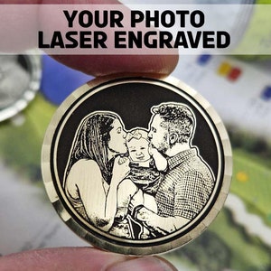 Personalised Photo Golf Ball Marker: Laser Engraved Solid Metal