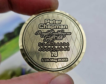 Round to Remember Customised Golf Ball Marker - Laser Engraved with the details of a Red Letter Day to remember forever.