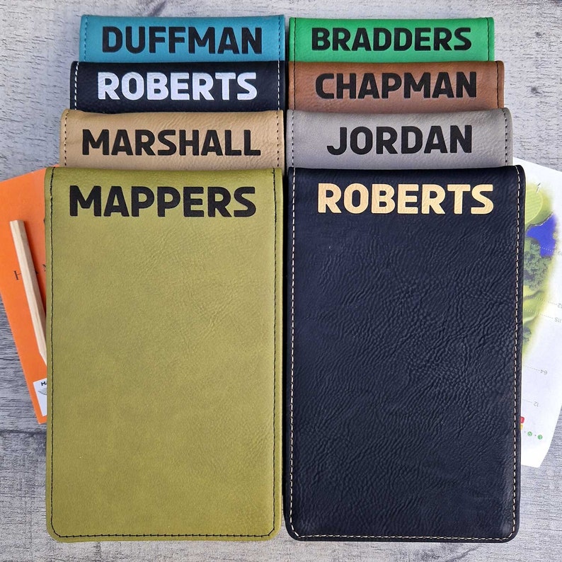 Personalised Golf Scorecard Holder & Yardage Book Customised with your name, available in 7 colours The Perfect Gift for any Golfer. image 1