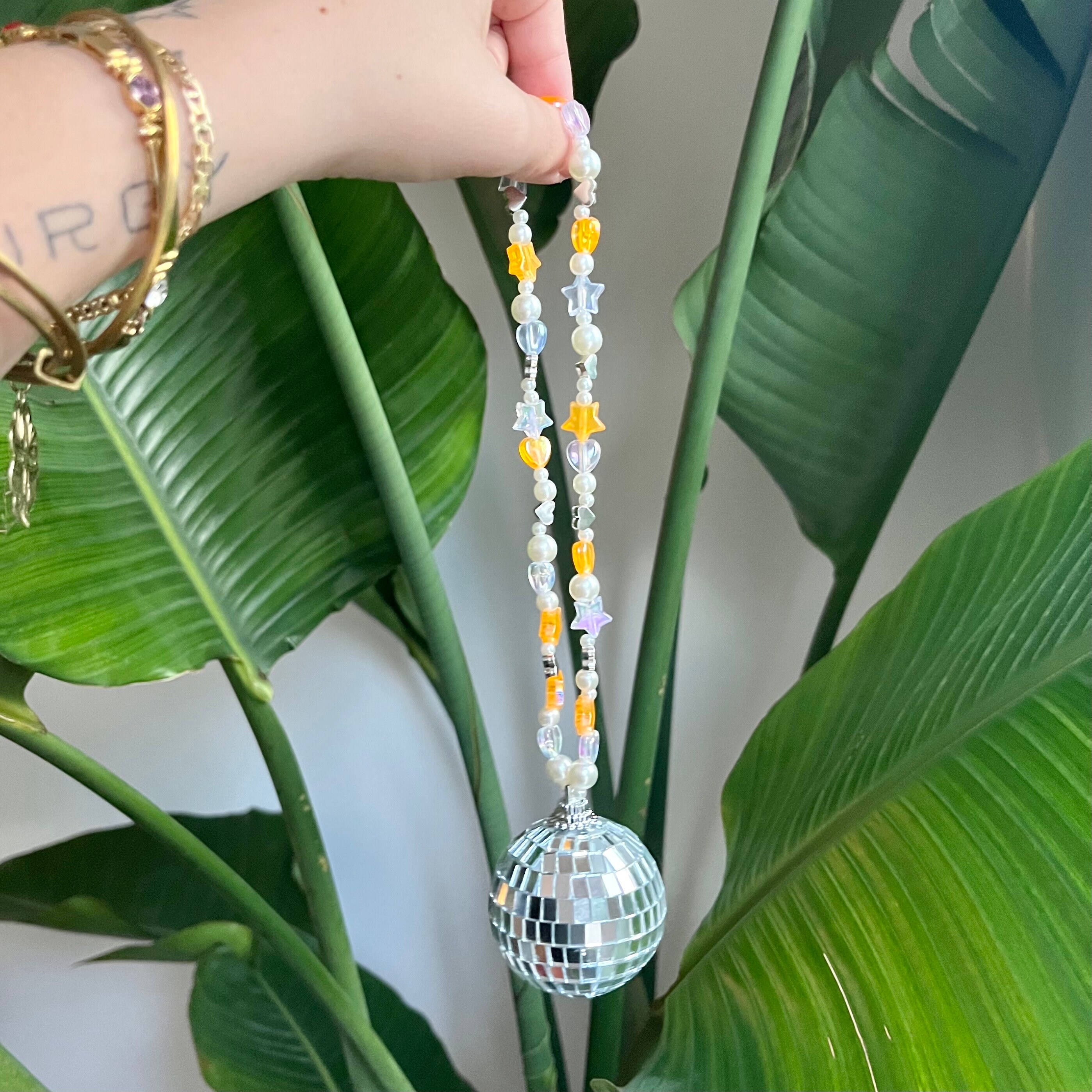 Pearly Orange Portaparty Disco Ball Car Charm Etsy