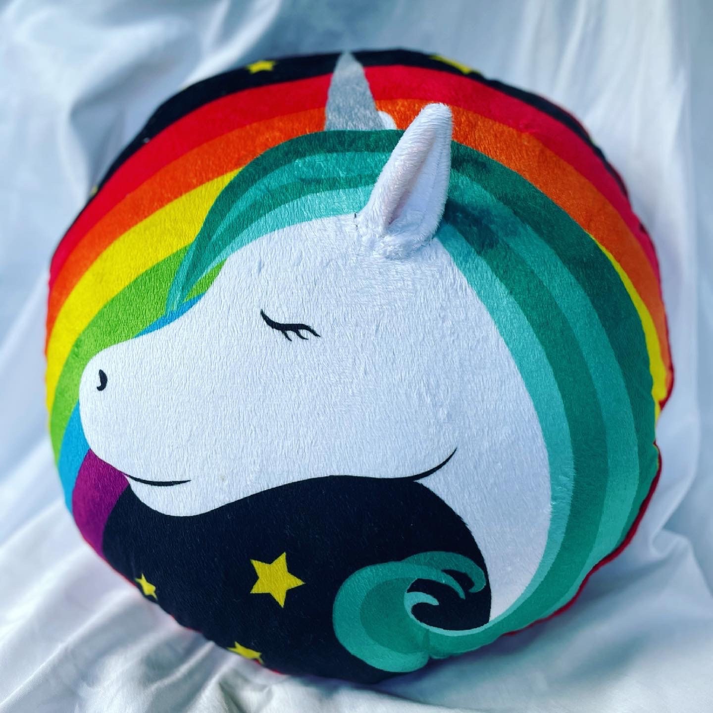 Unicorn pillow round rainbow unicorn pillow minky bedding Etsy.de